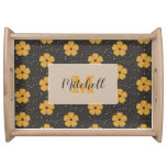 Vintage Gold Floral Polkadot Pattern Personalized  Serving Tray