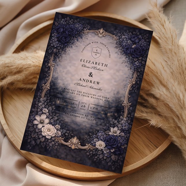 Vintage Gold Floral Wedding Invitation (Creator Uploaded)