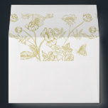 Vintage Gold Floral Wedding Invitation Envelope<br><div class="desc">Regency Era Vintage Gold Floral,  5x7 wedding invitation envelope. Envelope is lined with a Vintage inspired Chinoiserie style garden floral pattern. Features,  return address on back flap in matching gold color.</div>