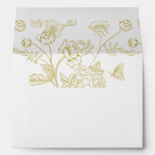 Vintage Gold Floral Wedding Invitation Envelope