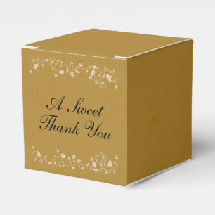 Vintage Gold Floral Wedding Library Thank You Favor Boxes