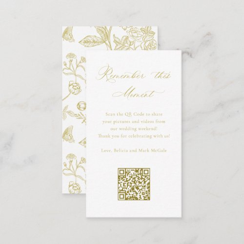 Vintage Gold Floral Wedding Photo Site Enclosure Card