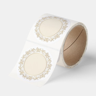 Vintage Gold Floral Wreath Round Sticker Template