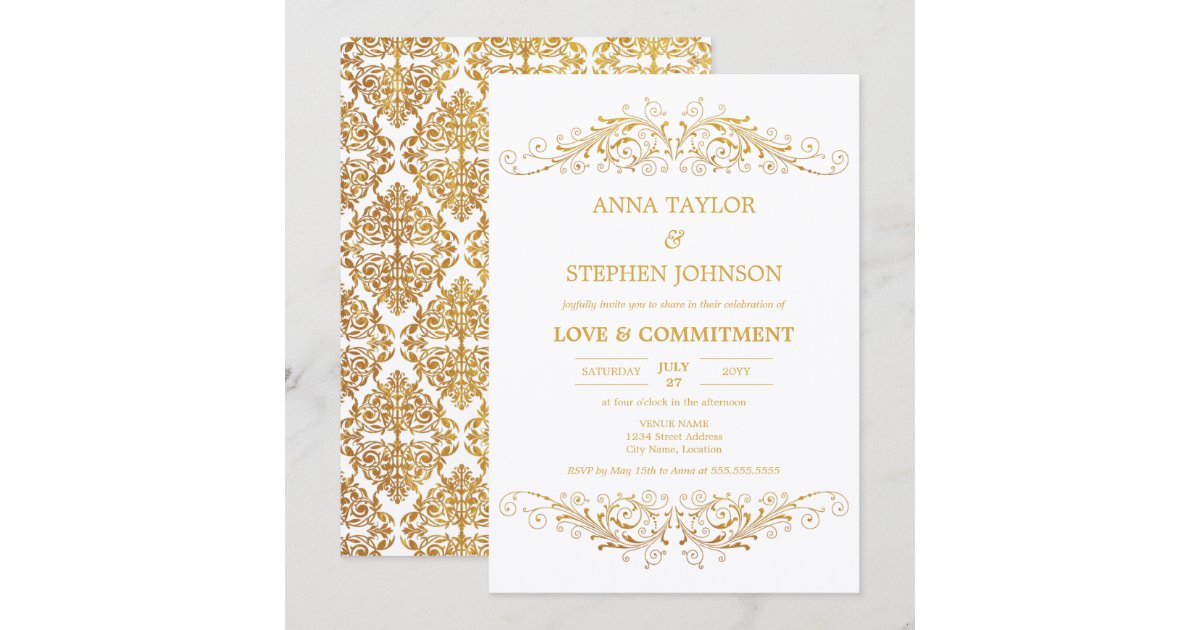 Vintage Gold Flourish Commitment Ceremony Invitation | Zazzle