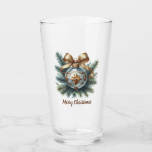 Vintage Gold Flourish Ornament with Pine Christmas Glass