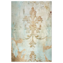 Vintage gold foil baroque ornament blue grunge tissue paper