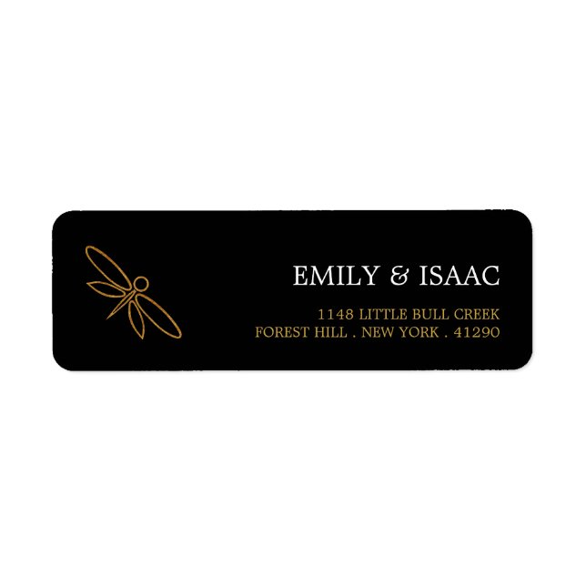 Vintage Gold Foil Dragonfly Wedding Label (Front)