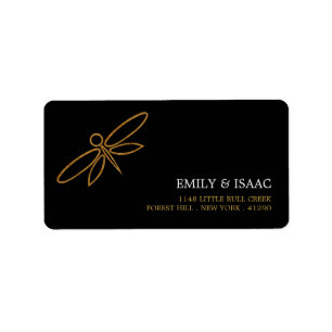 Vintage Gold Foil Dragonfly Wedding Label