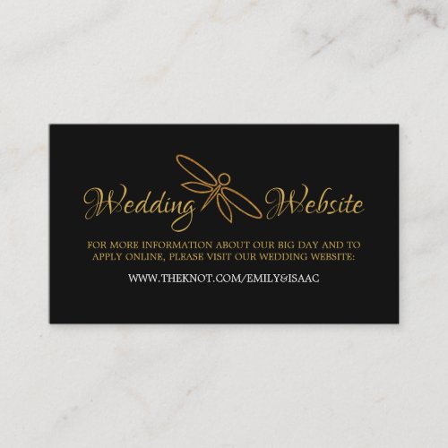 Vintage Gold Foil Dragonfly Wedding Website Enclosure Card