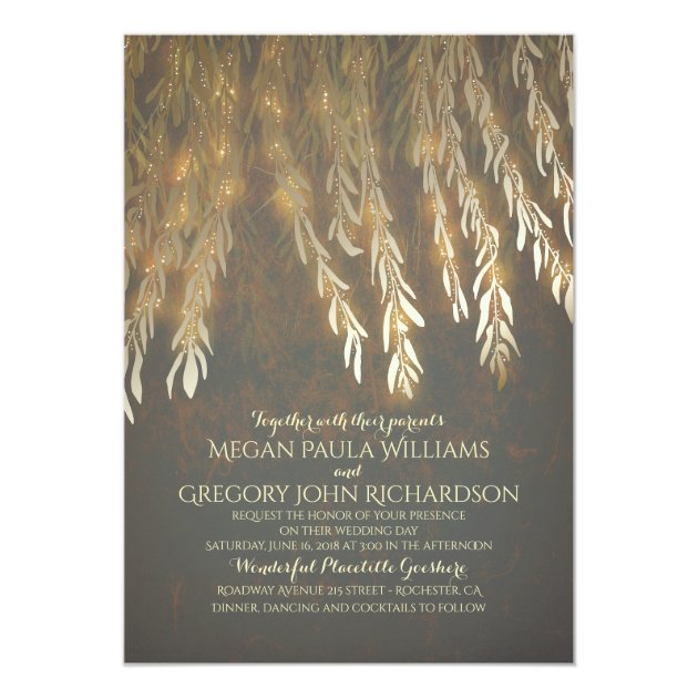 Vintage Gold Foil Effect Willow Tree Wedding Invitation