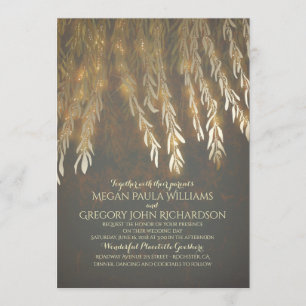 Vintage Gold Foil Effect Willow Tree Wedding Invitation