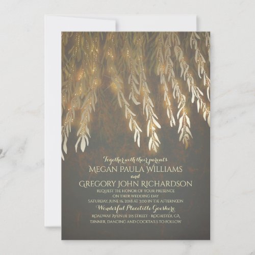 Vintage Gold Foil Effect Willow Tree Wedding Invitation