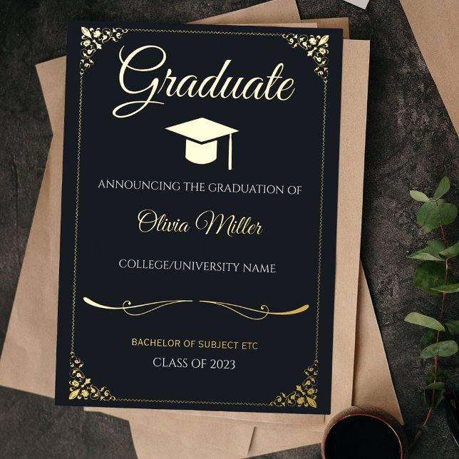 Vintage Gold Foil Graduation Announcement Card (Creator Uploaded)