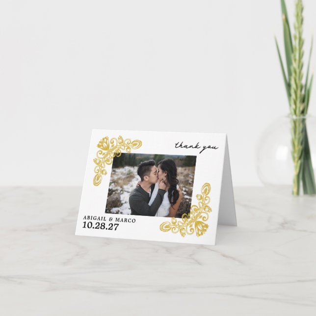Vintage Gold Folded Thank You Card (Front)