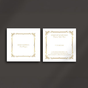 Vintage gold frame on white square business card