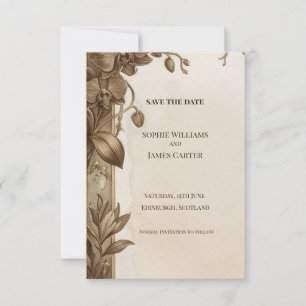 Vintage Gold Garden Floral Save The Date Card