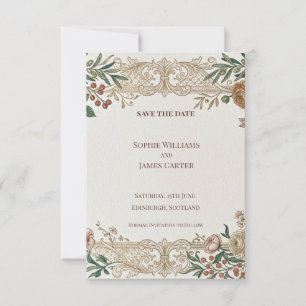 Vintage Gold Garden Floral Save The Date Card
