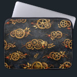 Vintage Gold Gears & Red Neon Mythic Cyberpunk  Laptop Sleeve<br><div class="desc">Step into a world of timeless elegance with our Vintage Gold Gears & Red Neon Accents Throw Pillow. This intricate Steampunk-inspired design features meticulously detailed golden clockwork gears floating on a rich, dark textured background, punctuated by subtle red mystical glows. Perfect for adding a touch of sophisticated 'Cyber-Mythology' to your...</div>