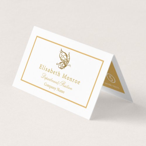 Vintage Gold Glitter Butterfly Double Loyalty Business Card