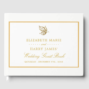 Vintage Gold Glitter Butterfly Wedding Guest Book
