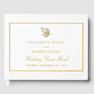 Vintage Gold Glitter Butterfly Wedding Guest Book
