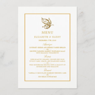 Vintage Gold Glitter Butterfly Wedding Menu