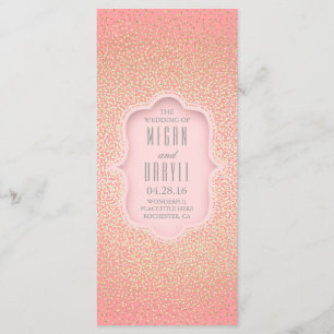 Vintage Gold Glitter Confetti Pink Wedding Program