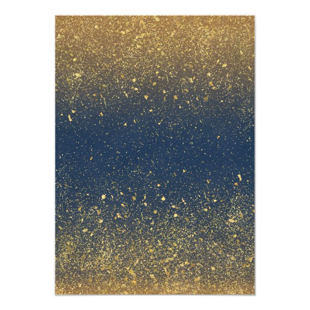 Vintage Gold Glitter Elegant Navy Wedding Invitation