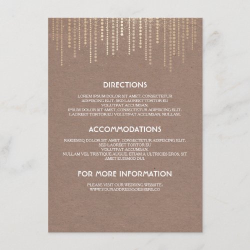 Vintage Gold Glitter Glam Wedding Details Enclosure Card - Wedding INSERT - directions - accommodations and information card / guest information card / wedding details with vintage gold glitter