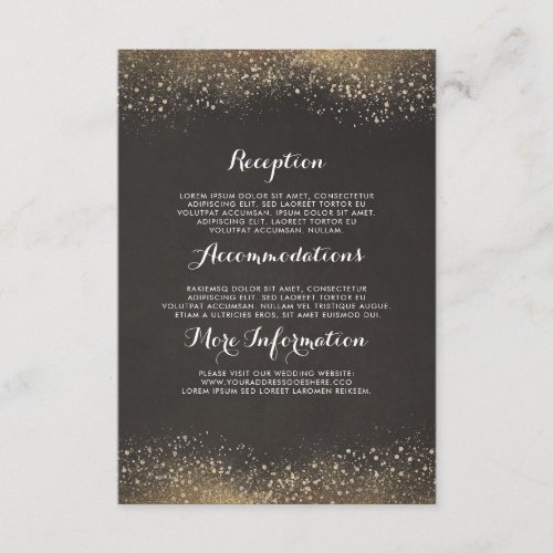 Vintage Gold Glitter Wedding Information Guest Enclosure Card