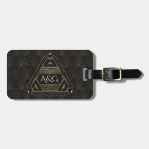 Vintage Gold Great Gatsby Art Deco 20s Luggage Tag