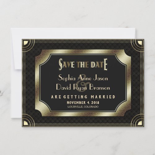 Vintage Gold Great Gatsby Art Deco Wedding Save The Date