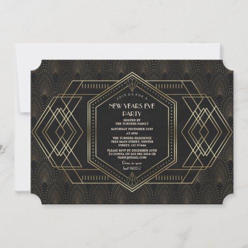 Vintage Gold Great Gatsby New Years Eve Invitation