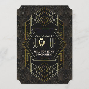 Vintage Gold Great Gatsby Wedding Be My Groomsman Invitation