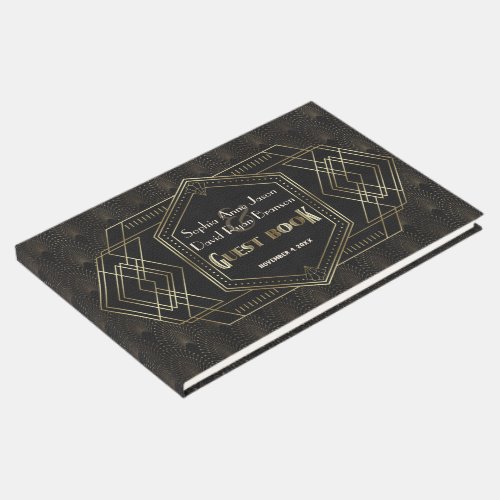 Vintage Gold Great Gatsby Wedding Details Guest Book
