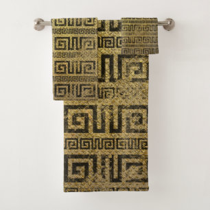 Vintage Gold  Greek Meander Pattern Bath Towel Set