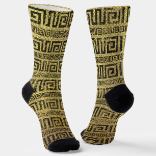 Vintage Gold Greek Meander Pattern Socks