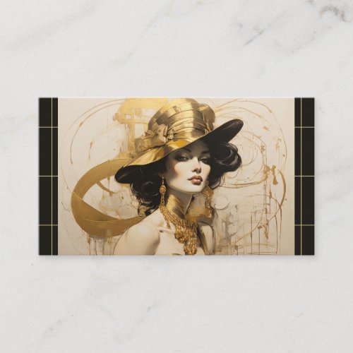 Vintage Gold Hair Stylist Beauty Salon Cosmetics  Business Card