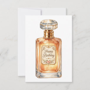Vintage Gold Happy Birthay Perfume Bottle Card