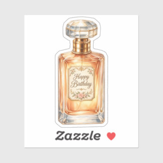 Vintage Gold Happy Birthday Perfume Bottle Sticker