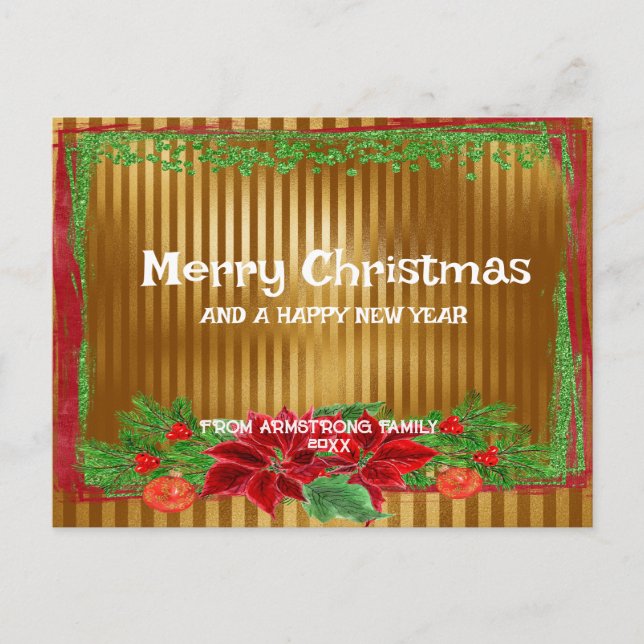 Vintage Gold Holiday Postcard - Customizable (Front)