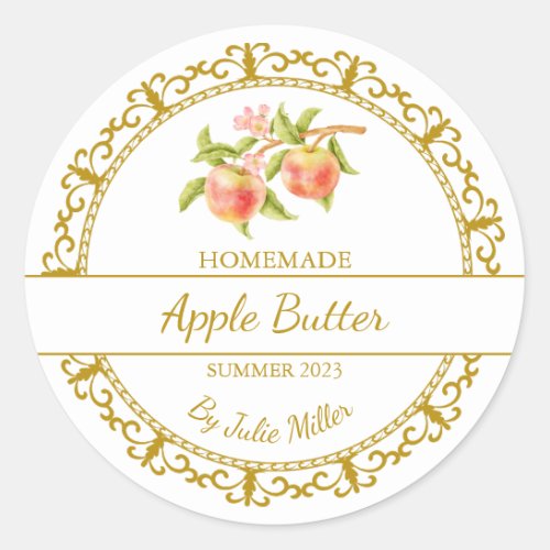 Vintage Gold Homemade Apple Butter Label