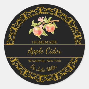 Vintage Gold Homemade Apple Cider Label Black