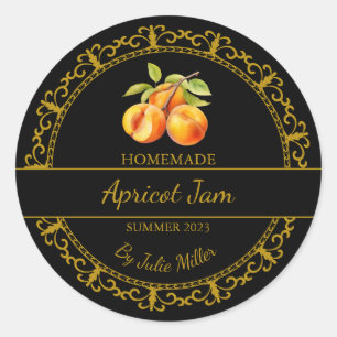 Vintage Gold Homemade Apricot Jam Label Black