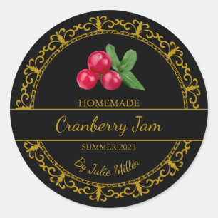 Vintage Gold Homemade Cranberry Jam Label