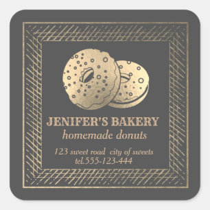 Vintage gold Homemade donuts and sweets Square Sticker