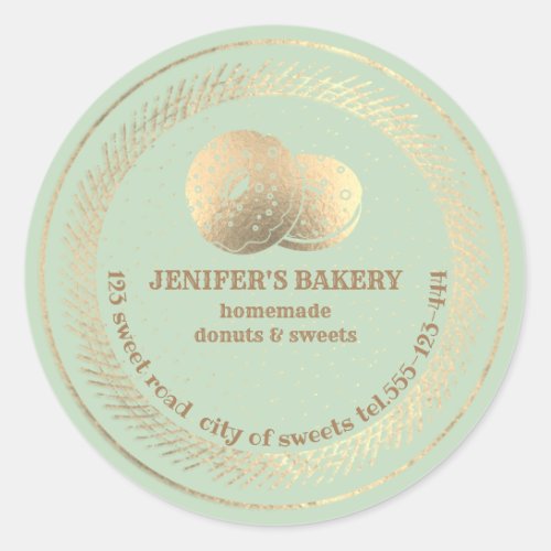 Vintage gold  Homemade donuts and treats packaging Classic Round Sticker