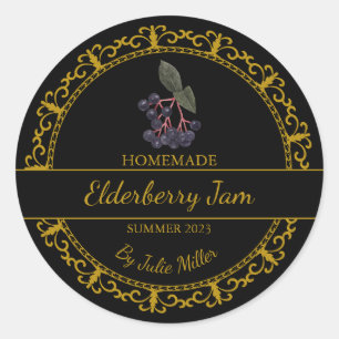 Vintage Gold Homemade Elderberry Jam Label