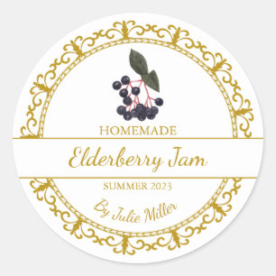 Vintage Gold Homemade Elderberry Jam Label