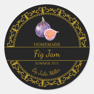 Vintage Gold Homemade Fig Jam Label   Black